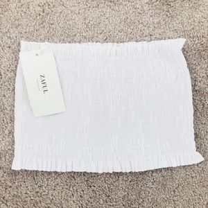 BRAND NEW ZAFUL WHITE RUFFLE CROP TOP